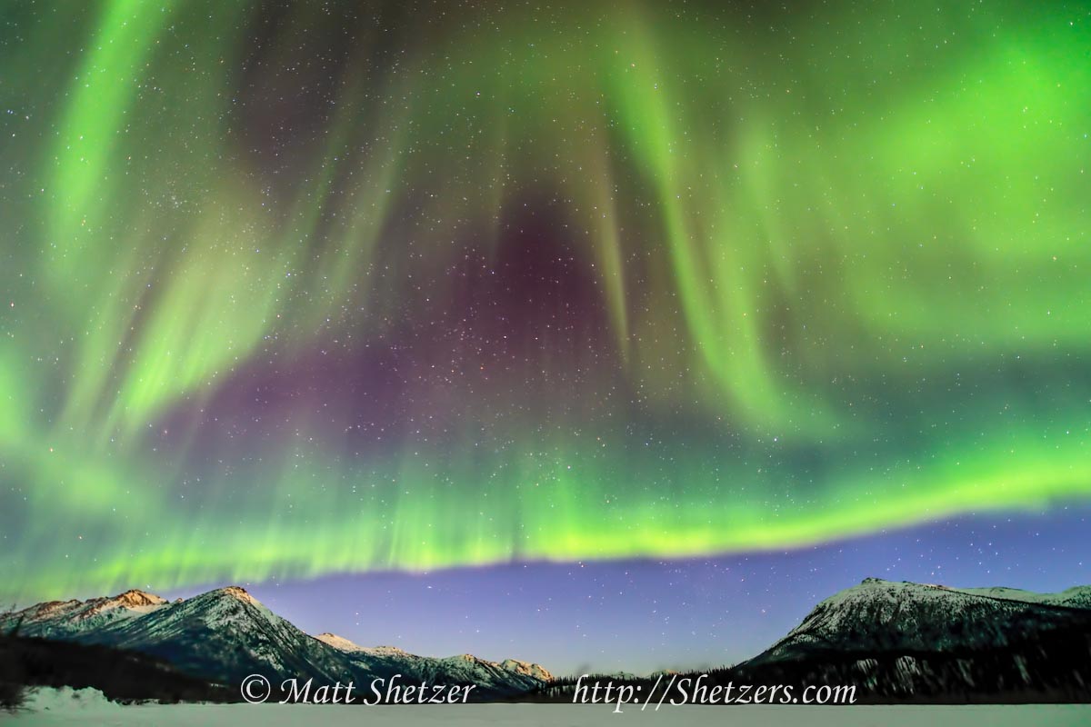 Aurora Borealis forms curtain pattern over Wiseman Alaska