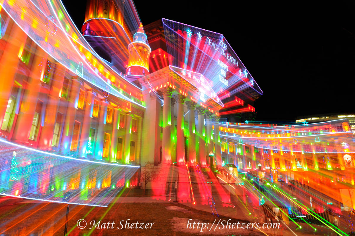 During the Christmas holiday's the City and County Building in Denver light up each evening for the public to enjoy. Stock Image #20090102-174949