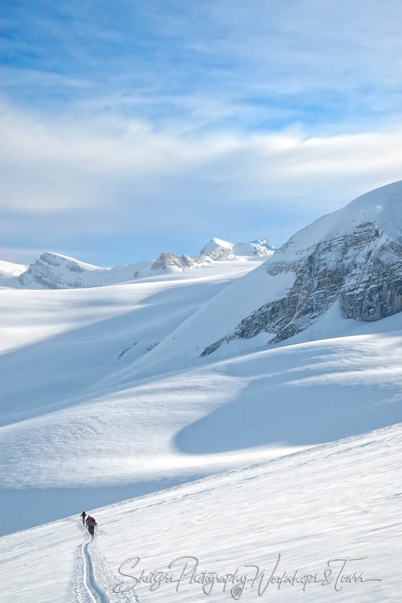 Backcountry Skiers Up Track on the Canadian Continental Divide