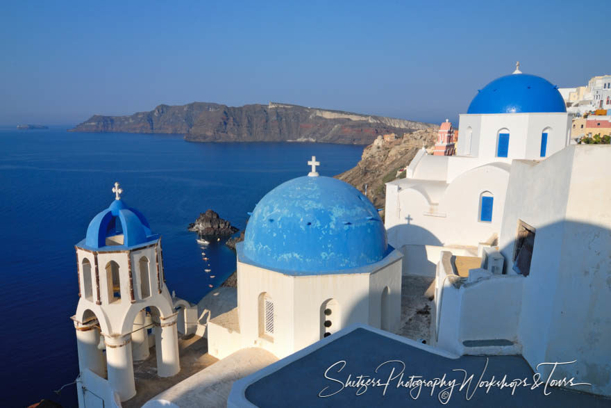 Blue and white building on Greek island