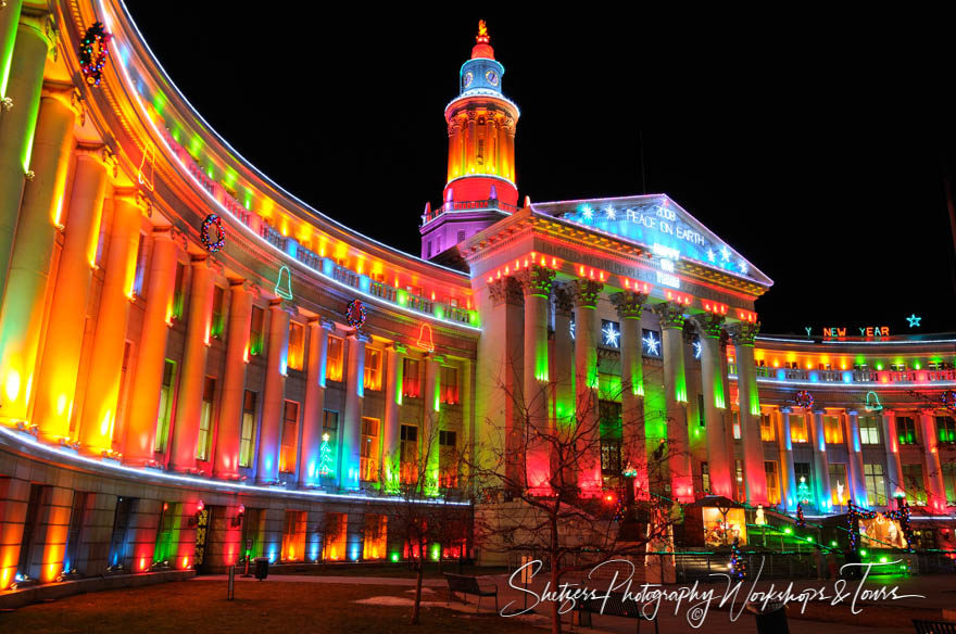 Christmas Lights on the City and County Building in Denver
