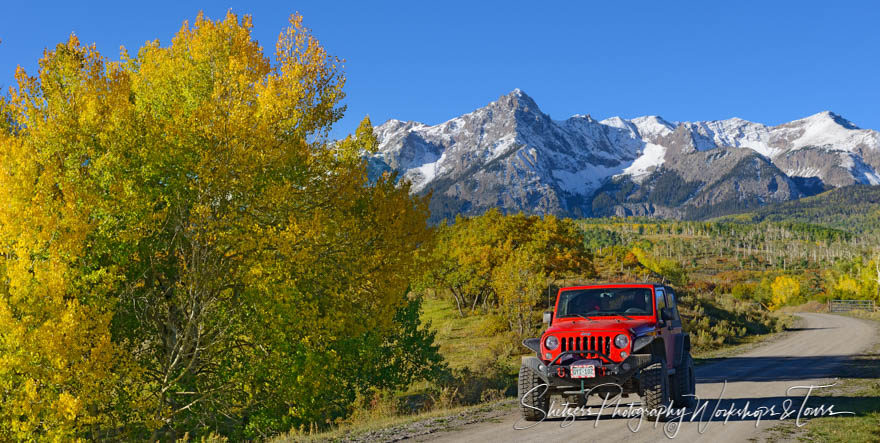 Fall Colors Picture of Jeep Mountain Driving