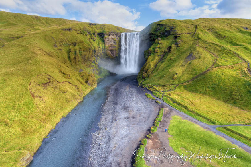 Famous Skógafoss Waterfall Image with Drone