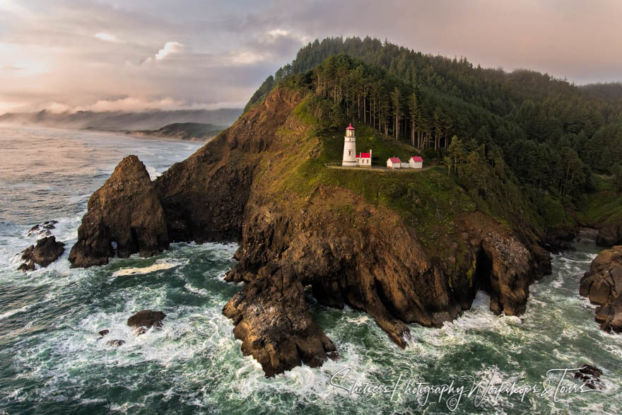 Heceta Head Lighthouse from Drone