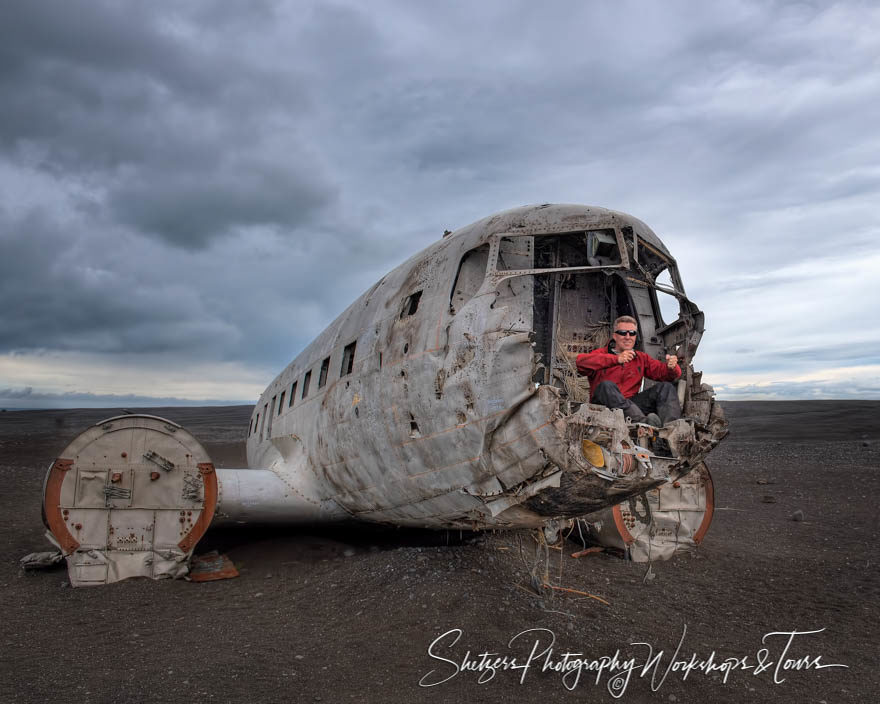 Iceland airplane wreckage with pilot