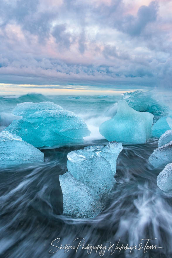 Jökulsárlón Ice Beach at Sunset