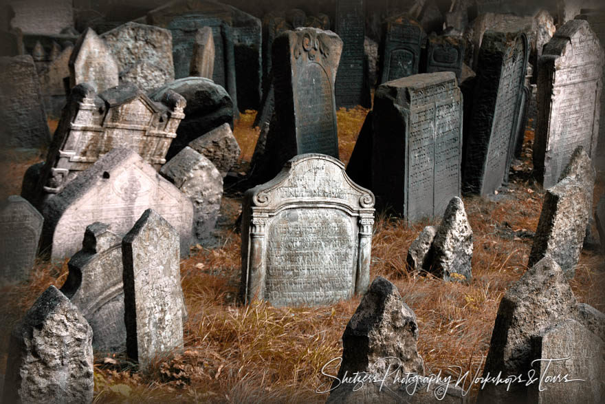 Light shines on headstones at Jewish Cemetery