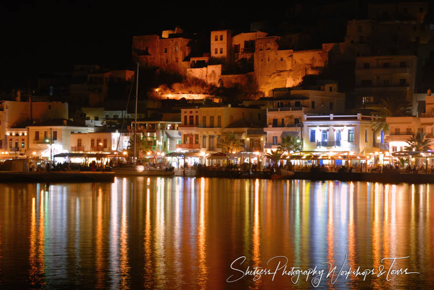 Lights of Naxos Harbor in Greece
