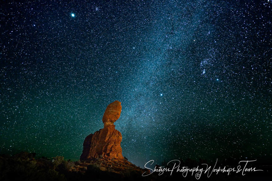 Milky Way over Balanced Rock in Arches National Park