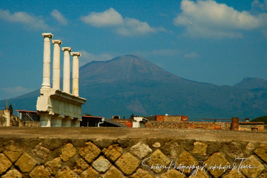 Mount Vesuvius towering over Pompeii