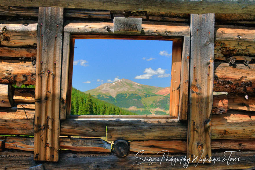 Old Cabin with Mountains in the Window