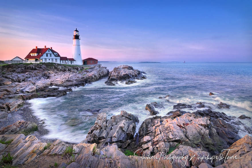 Portland Head Light with breaking waves