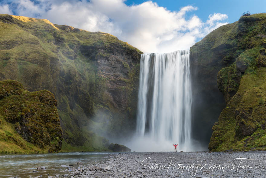Skógafoss Waterfall with person 20160905 012307