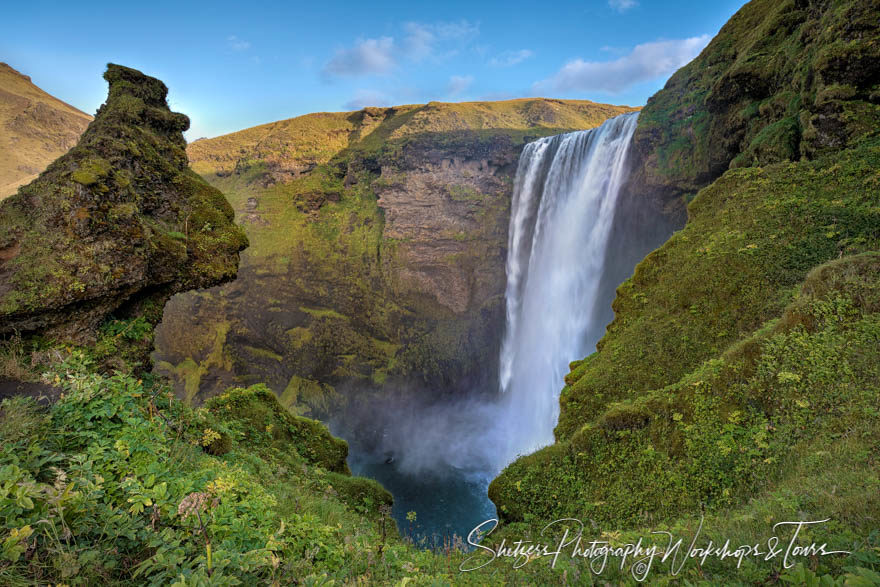 Skógafoss waterfall in Iceland from above