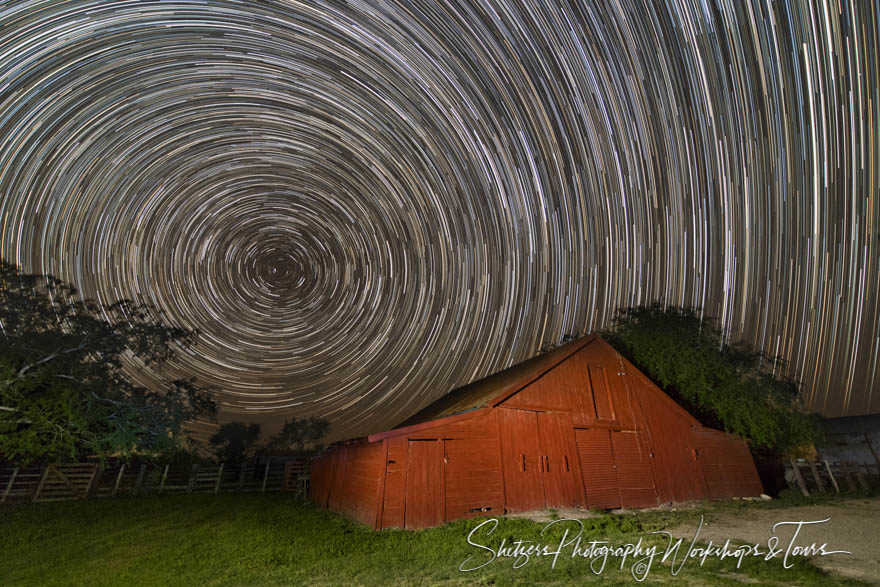 Star Trails over Old Barn