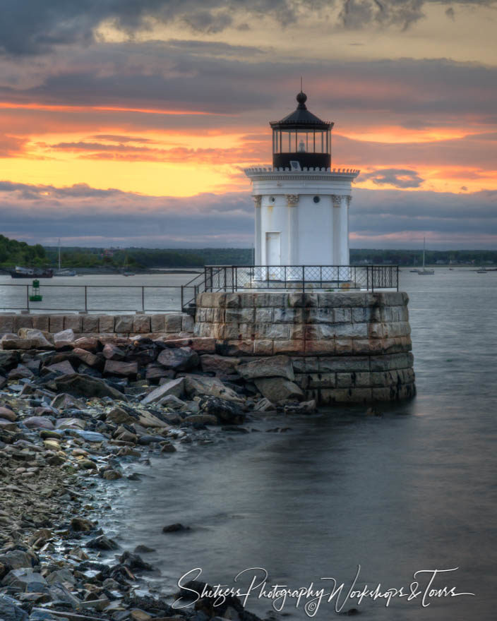 Sunset behind the Portland Breakwater Light