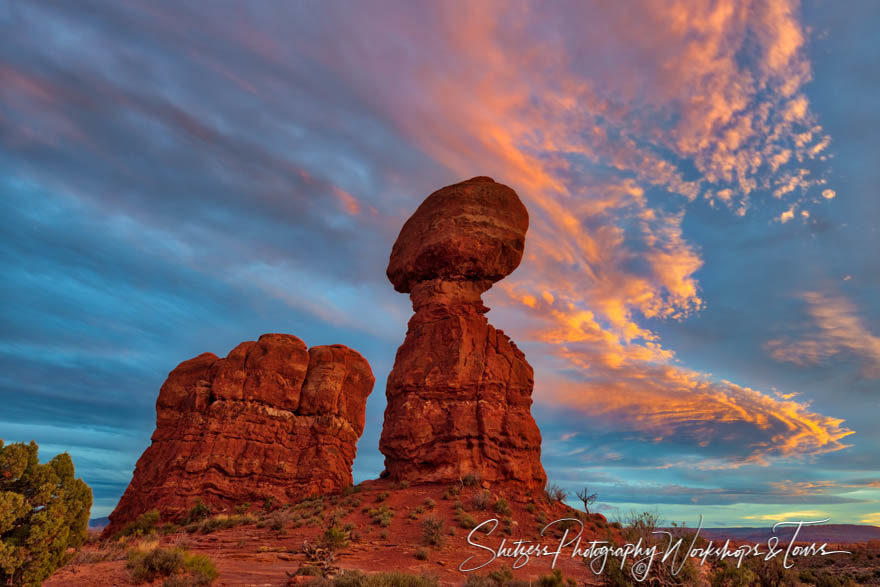 Balanced Rock in Arches at Sunset