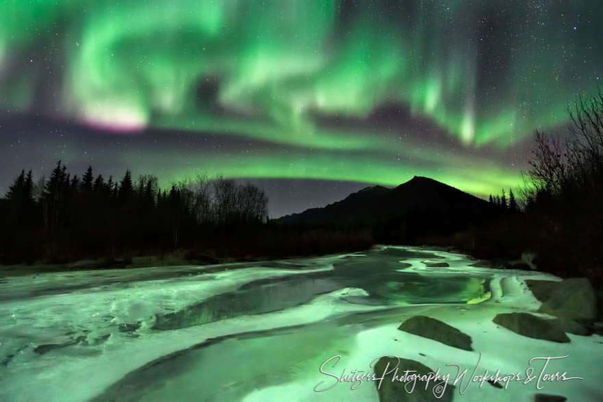 Northern Lights above the water in Alaska