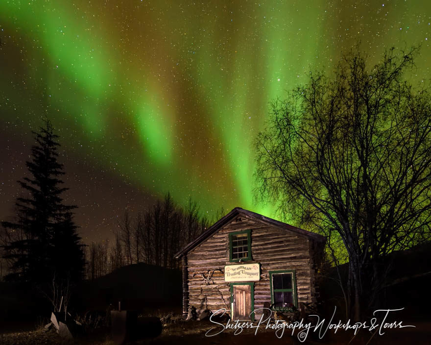 Wiseman Trading Company under the Aurora Borealis