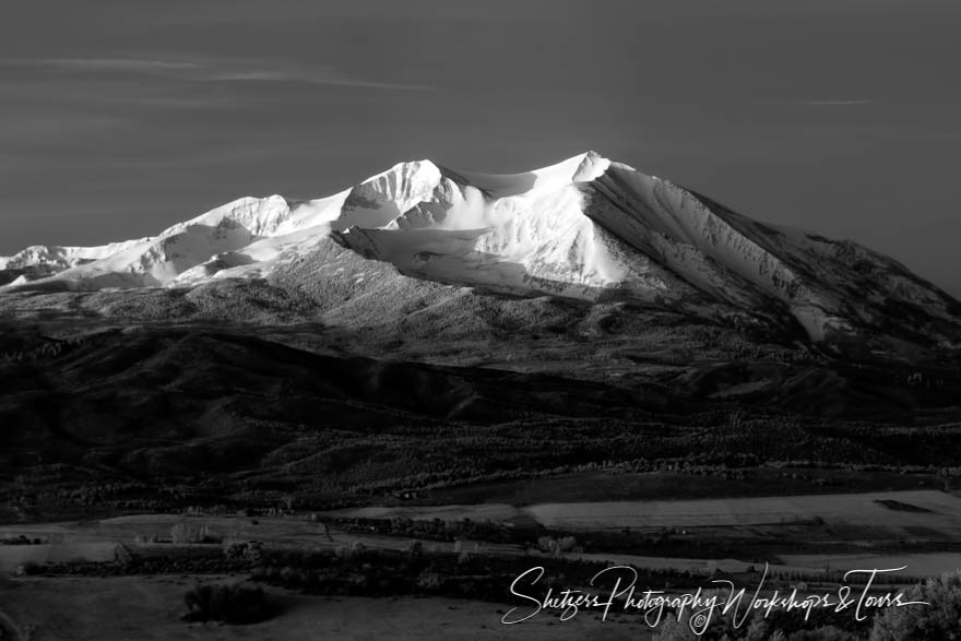 Black and White Photo of Mount Sopris Near Carbondale Colorado