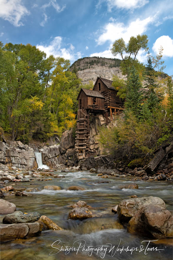 Crystal Mill in Colorado With Waterfall
