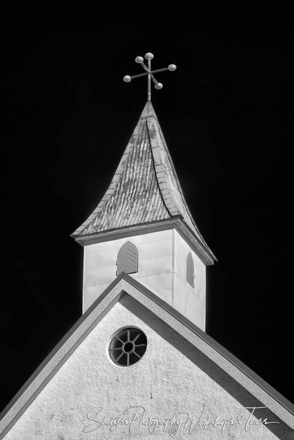 Dyrholaey Church Steeple Black And White Photo