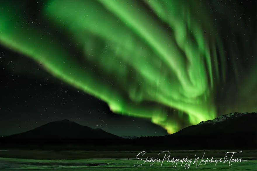 Green Aurora Curtain in Northern Alaska