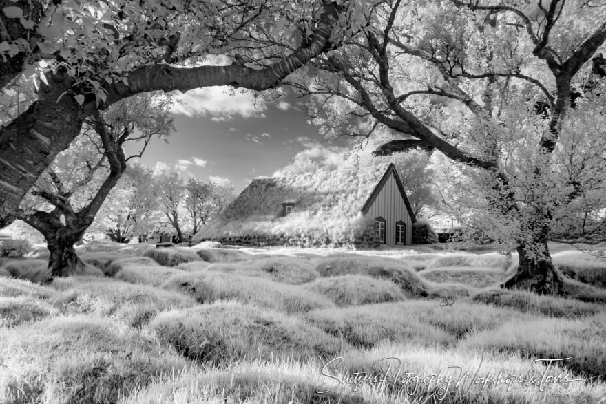 Infrared Photo of Hof Church in Iceland