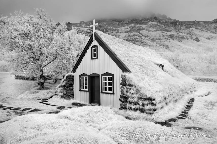 Black and White Infrared Iceland Church