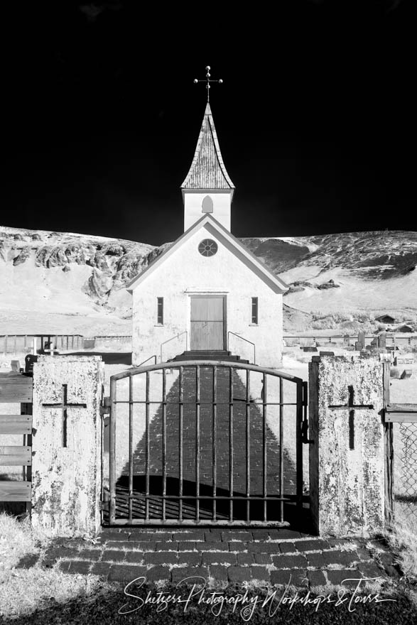 Infrared Photo of Reyniskyrka Church in Iceland